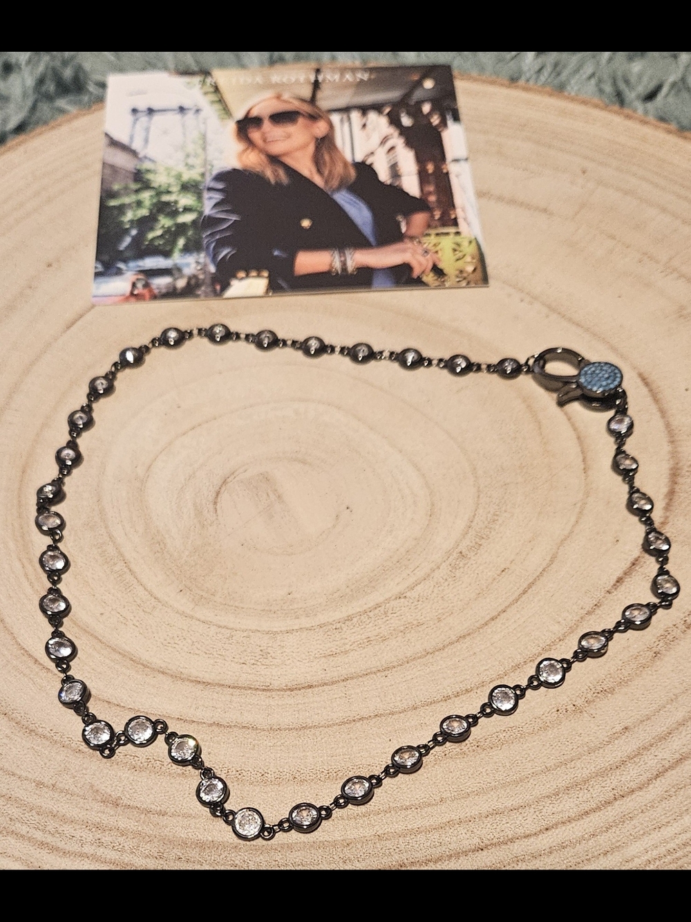 FREIDA ROTHMAN VAULT - Black and Gold Lumi Bezel Chain Necklace with Carabiner